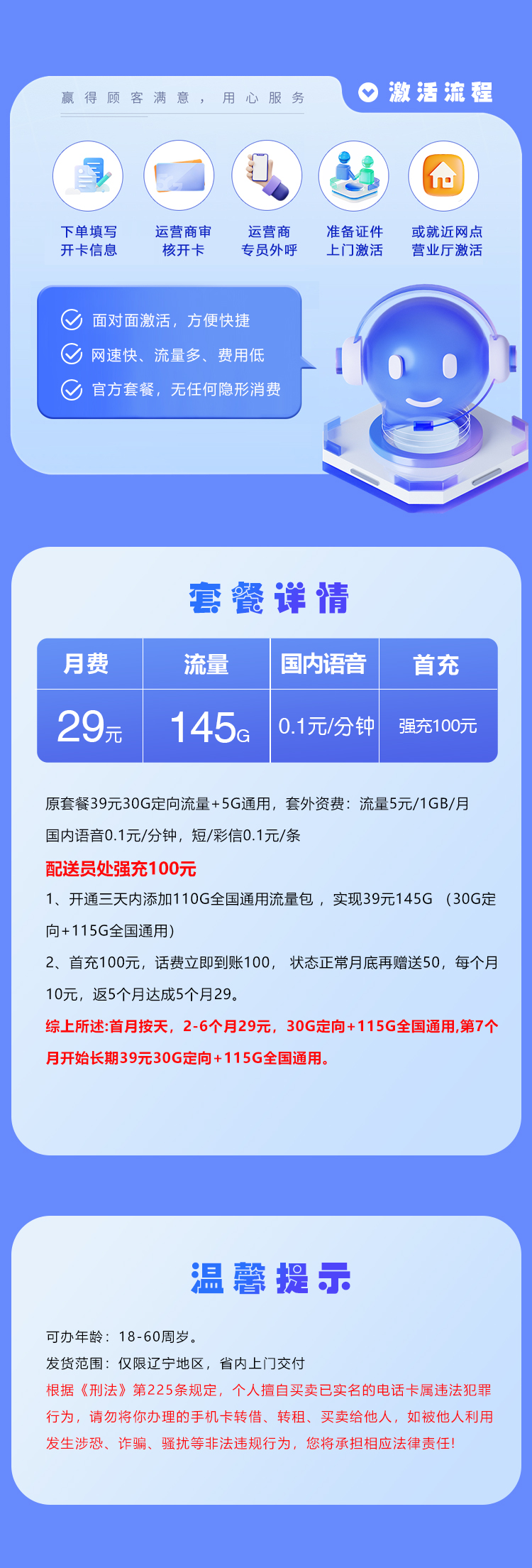 辽宁电信专属卡详情