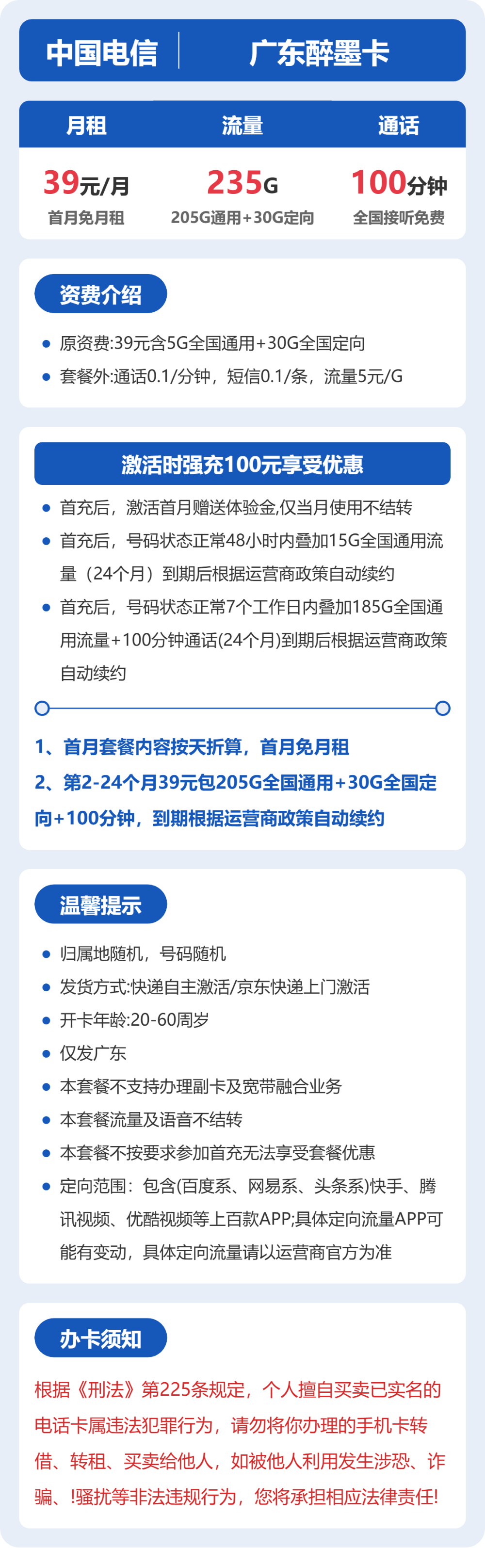 广东电信醉墨卡详情