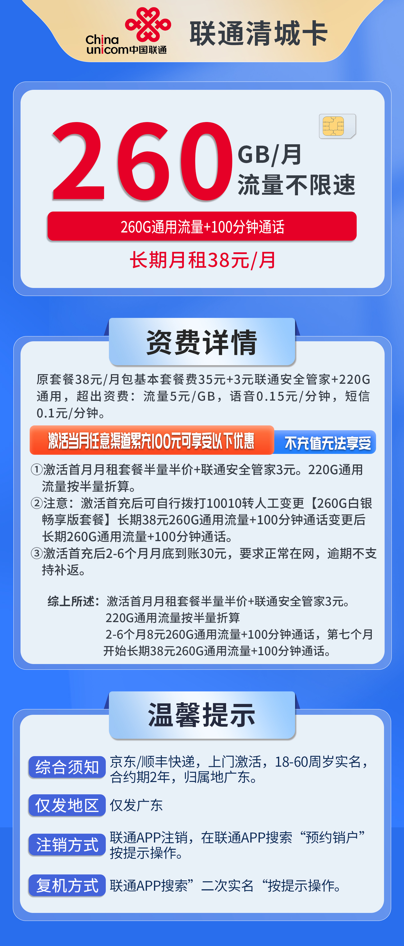 广东联通清城卡详情