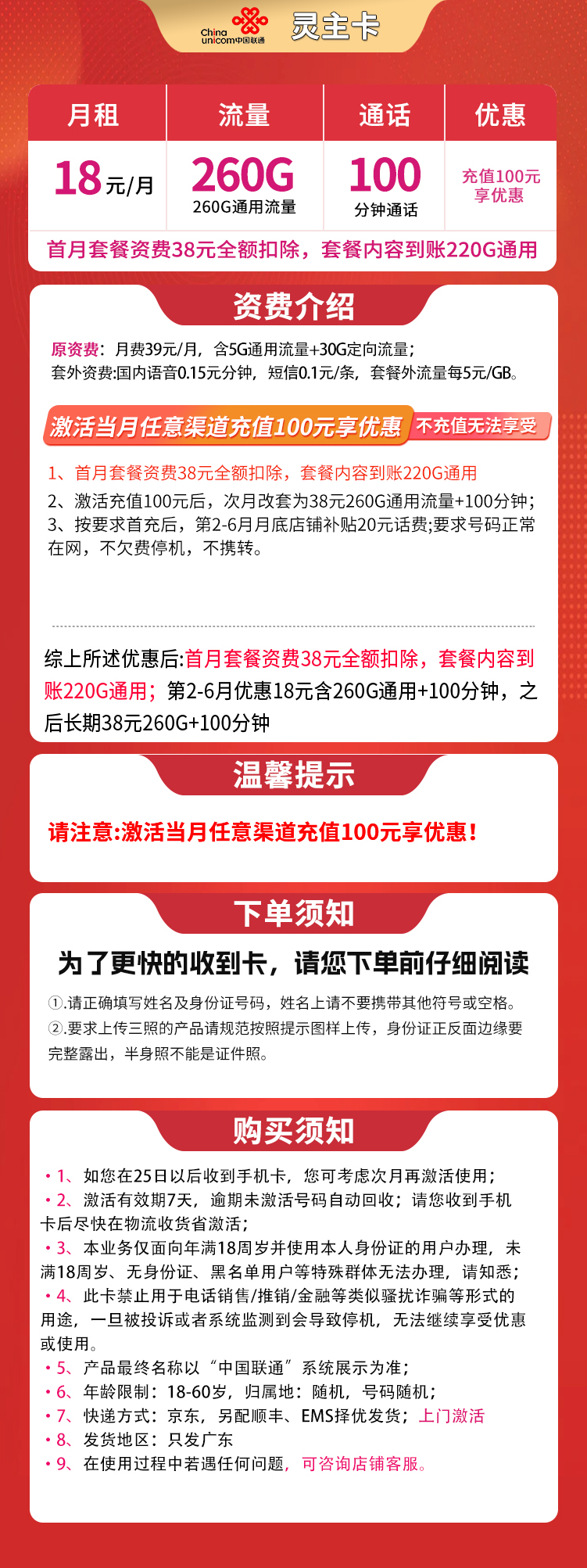 广东联通灵主卡详情
