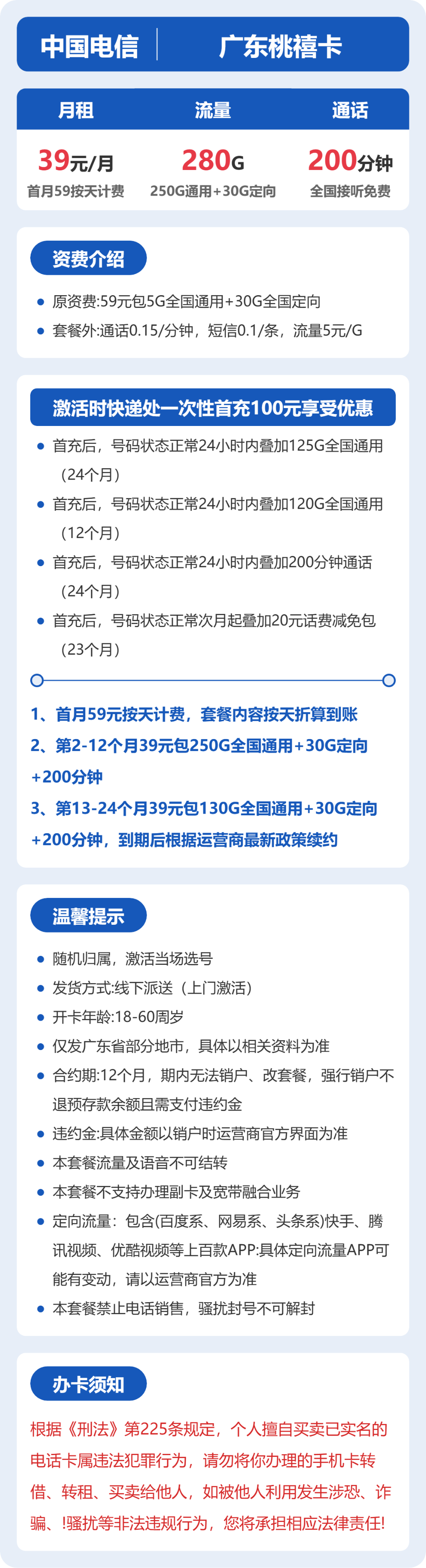 广东电信桃禧卡详情