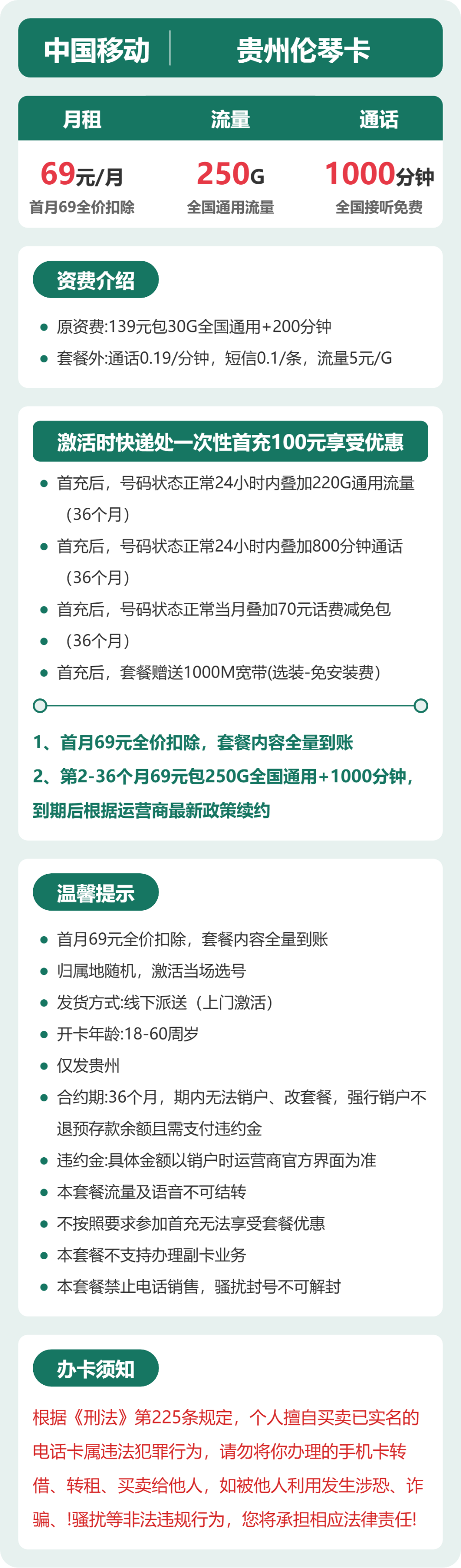 贵州移动伦琴卡详情