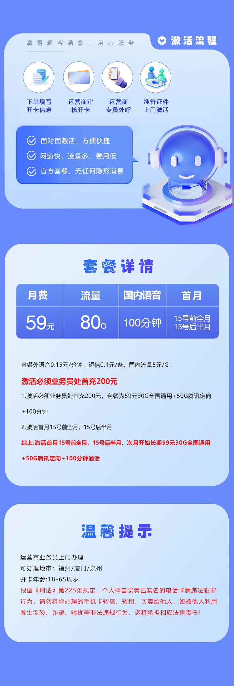 福建联通专享卡详情