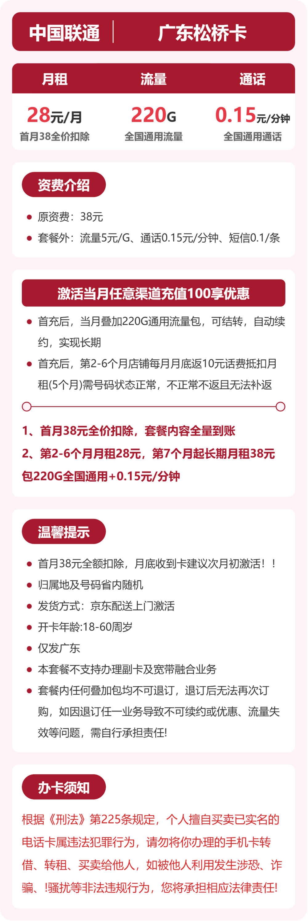 广东联通松桥卡详情