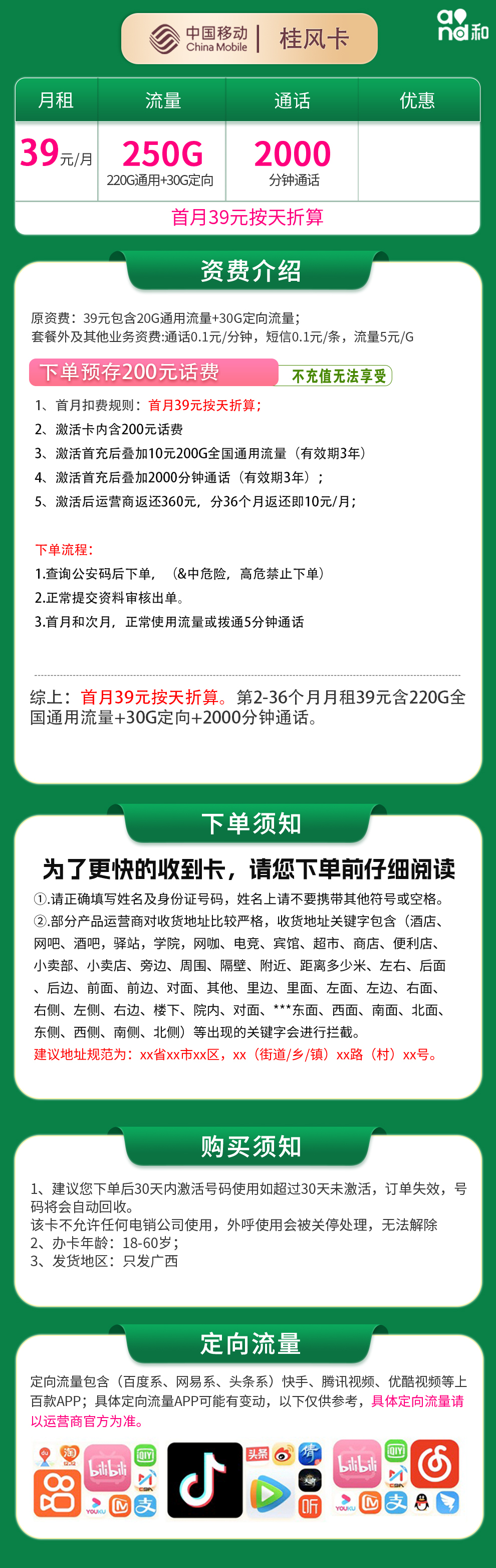 广西移动桂风卡详情
