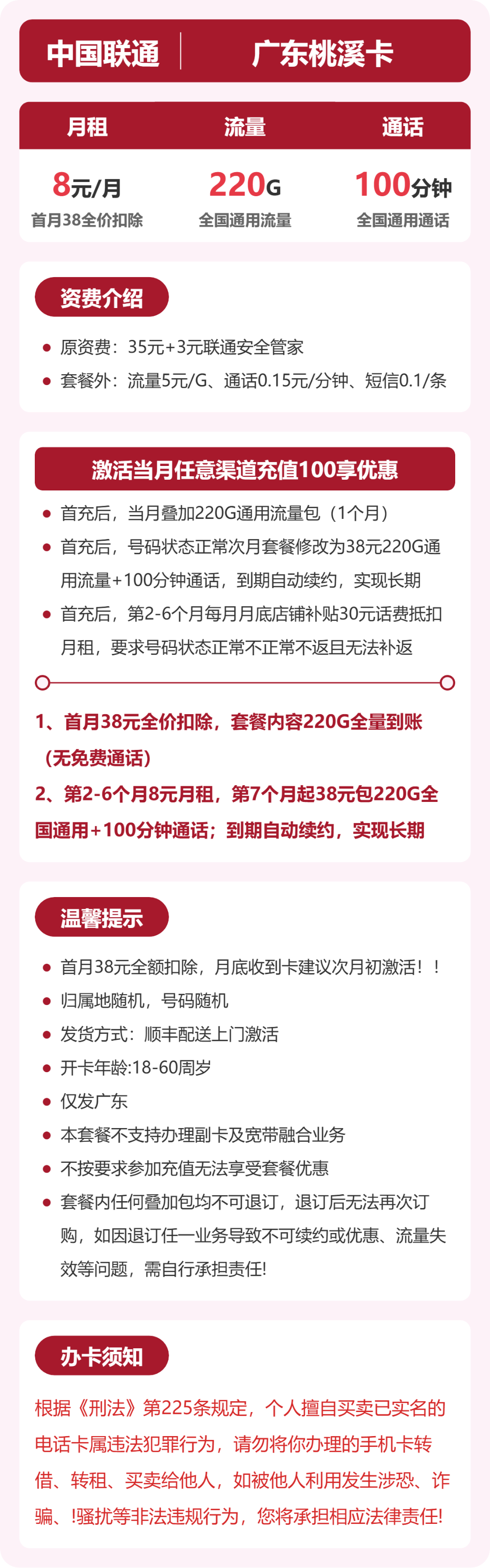 广东联通桃溪卡详情