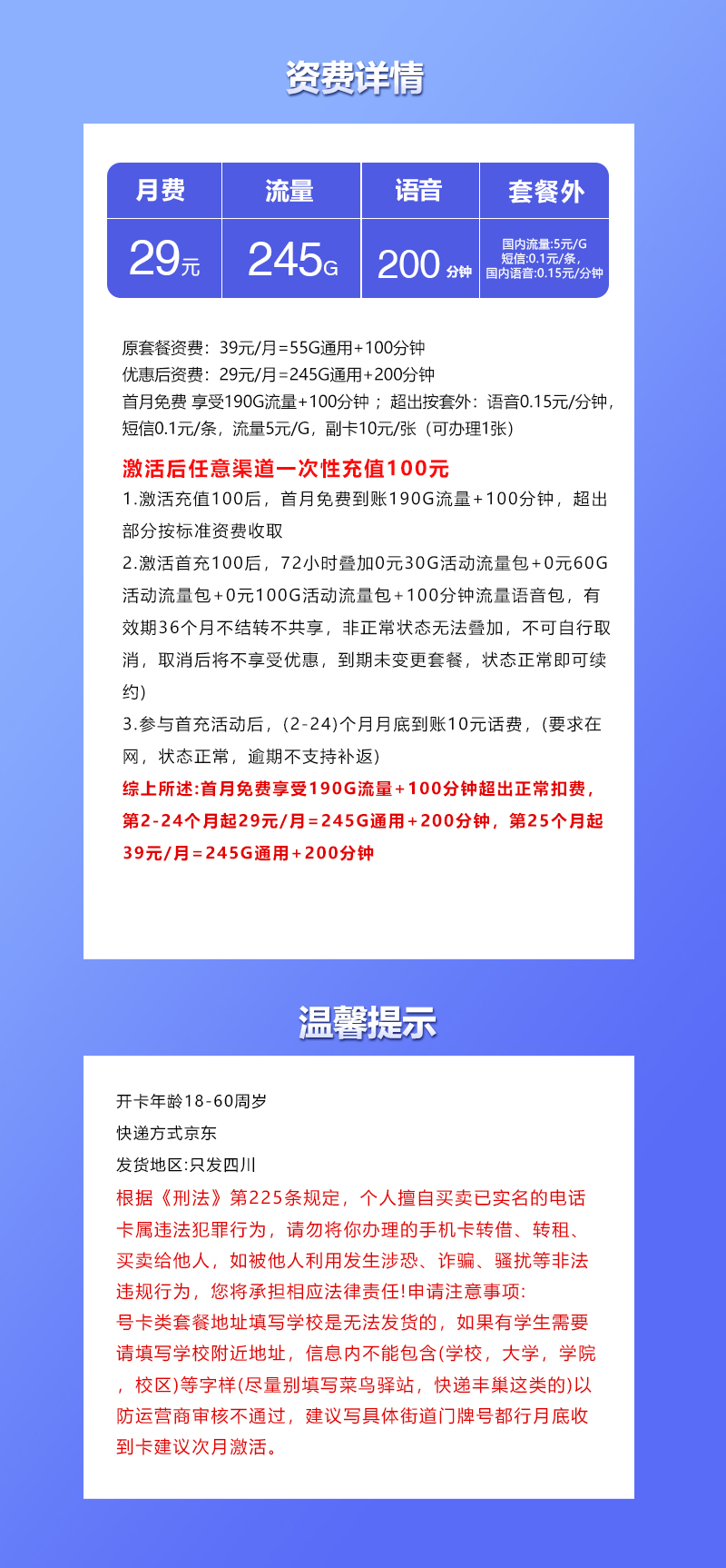 四川联通专属卡详情
