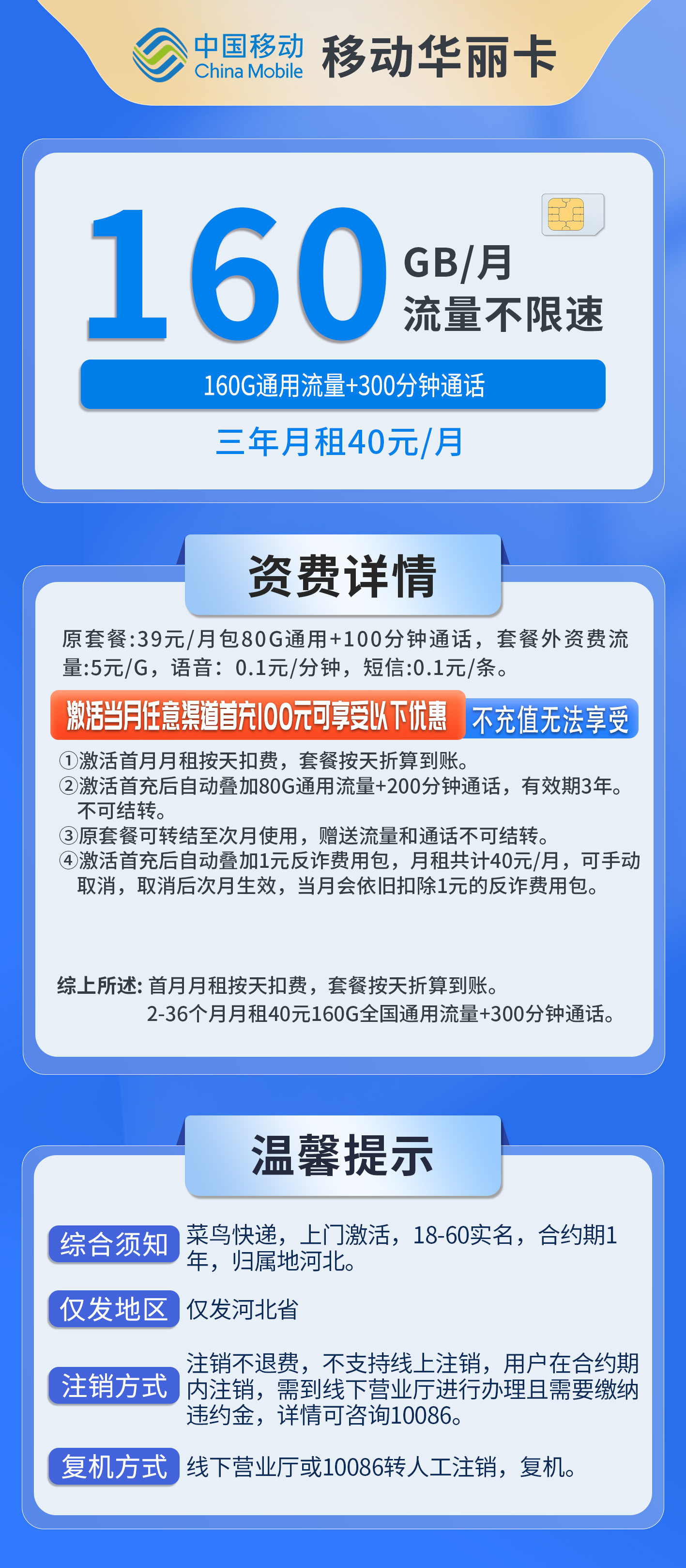 河北移动华丽卡详情