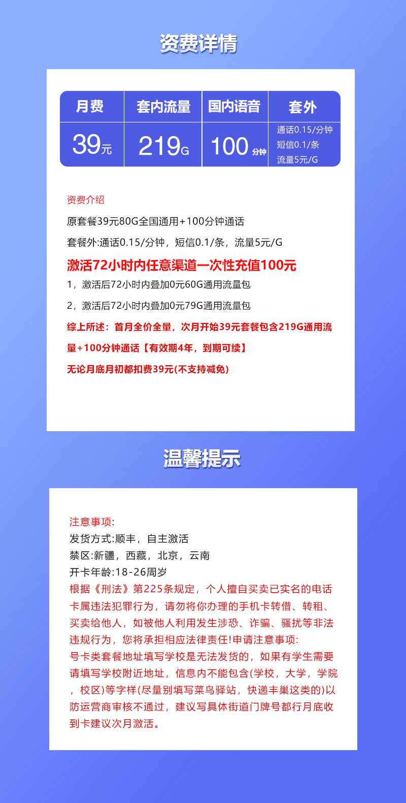 联通飞寒卡详情