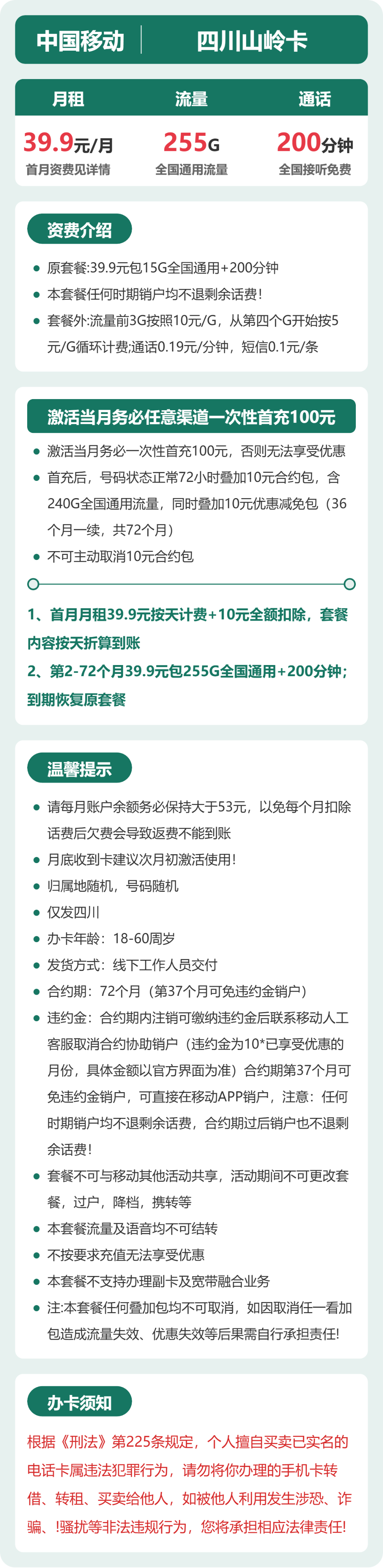 四川移动山岭卡详情