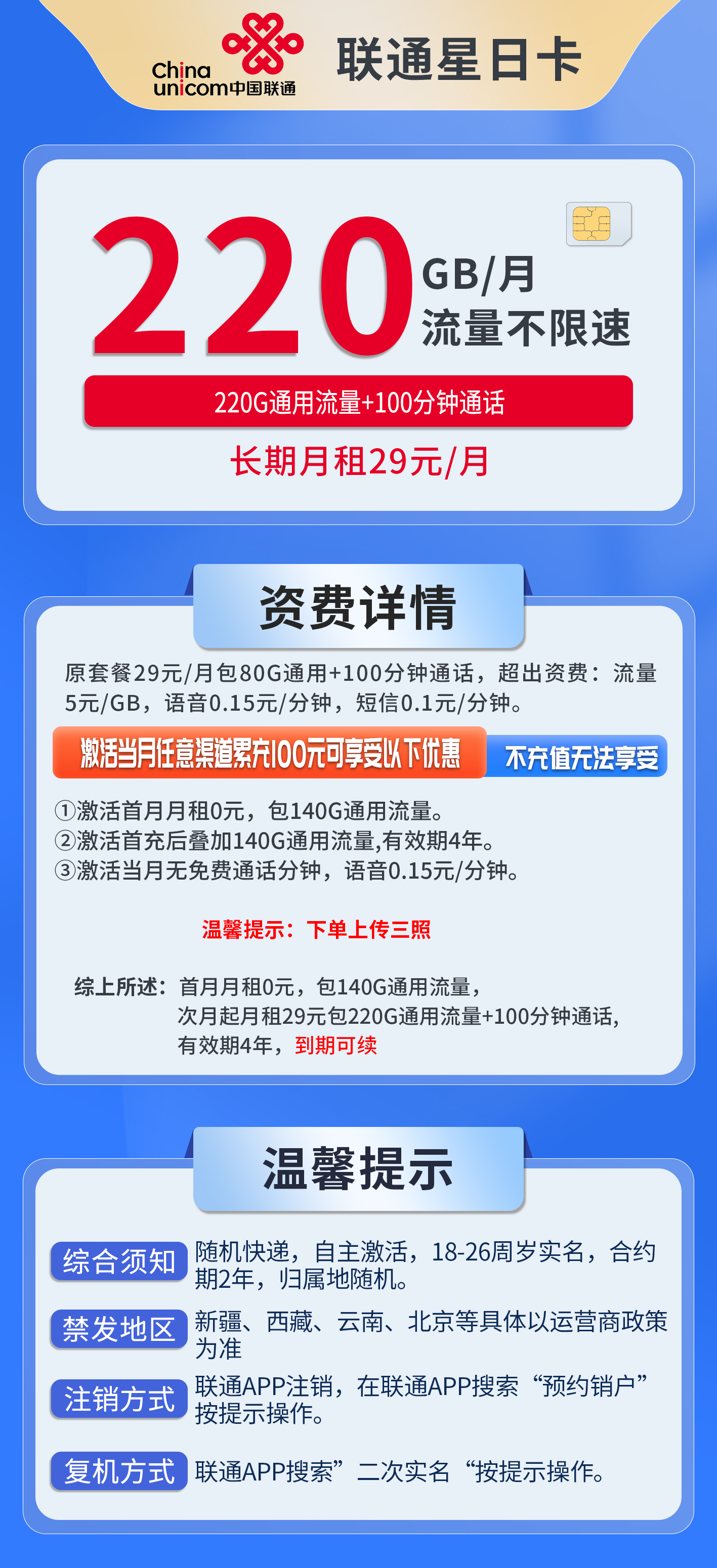 联通星日卡详情