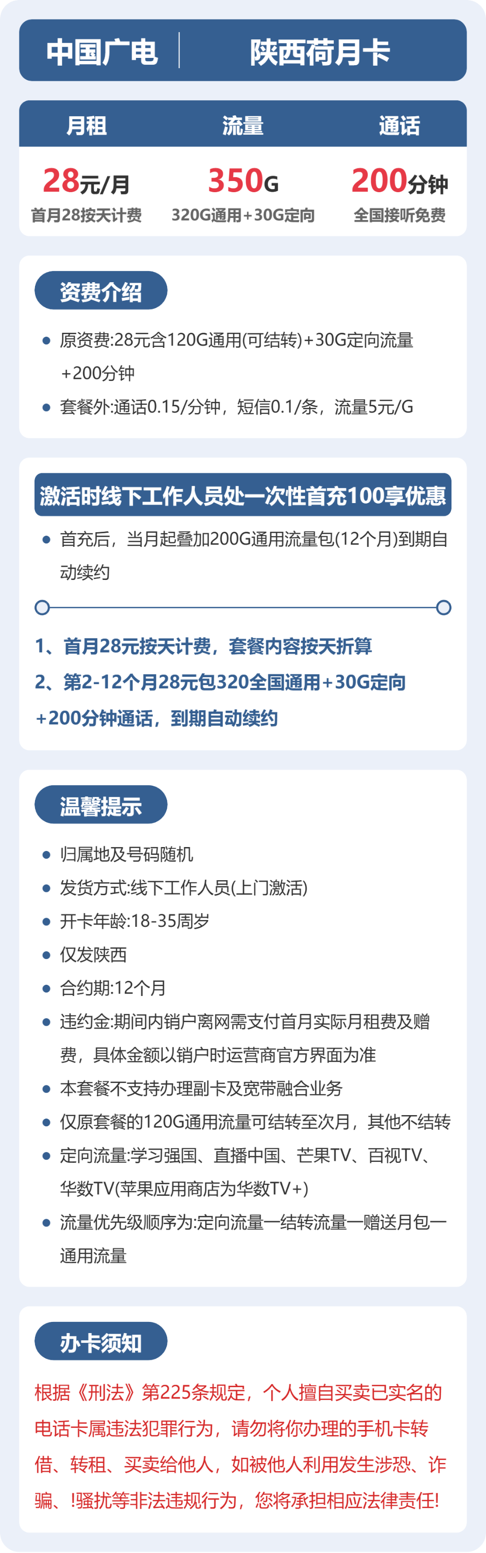 陕西广电荷月卡详情