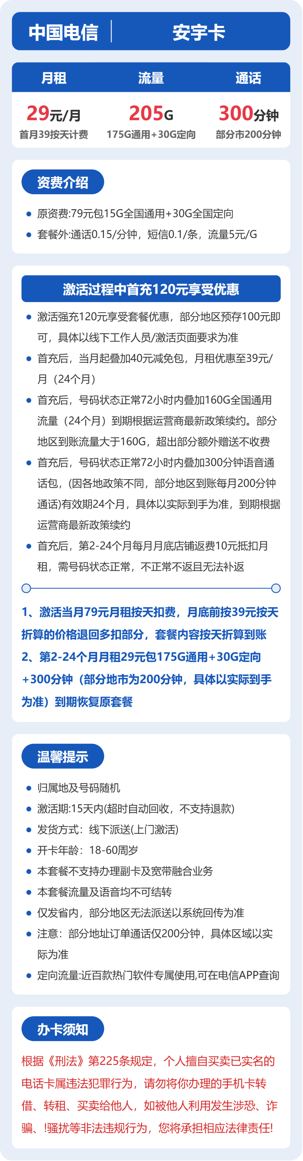 浙江ZJ电信安宇卡详情