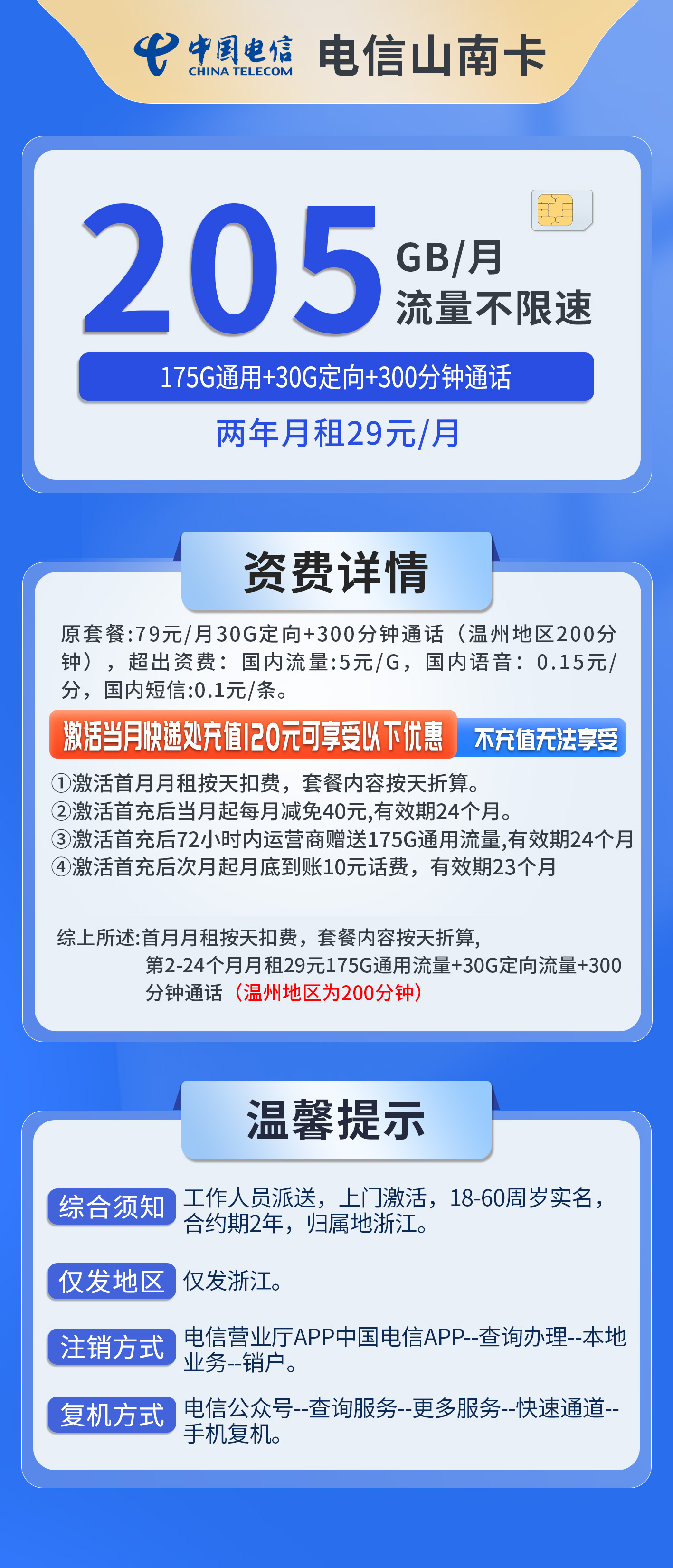 浙江电信山南卡详情