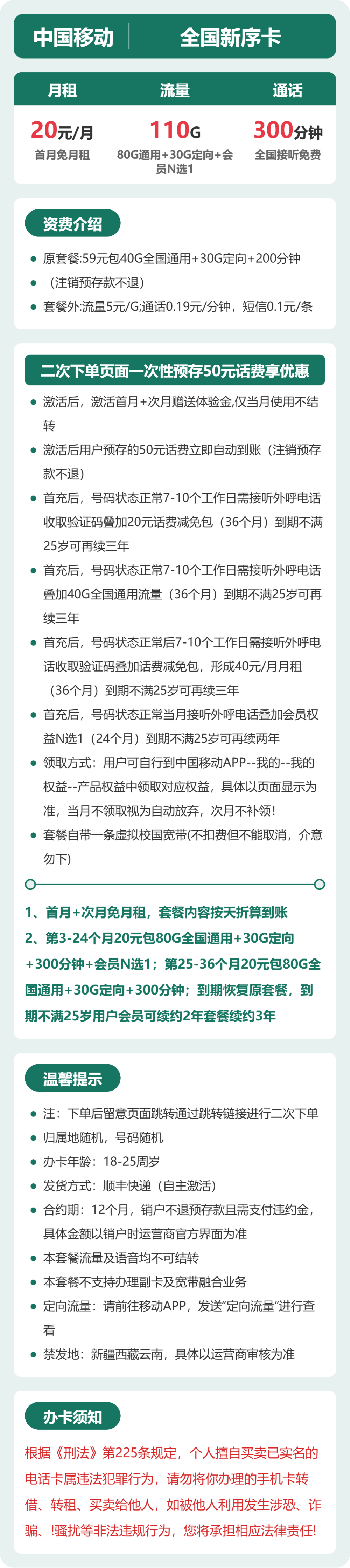 移动新序卡详情