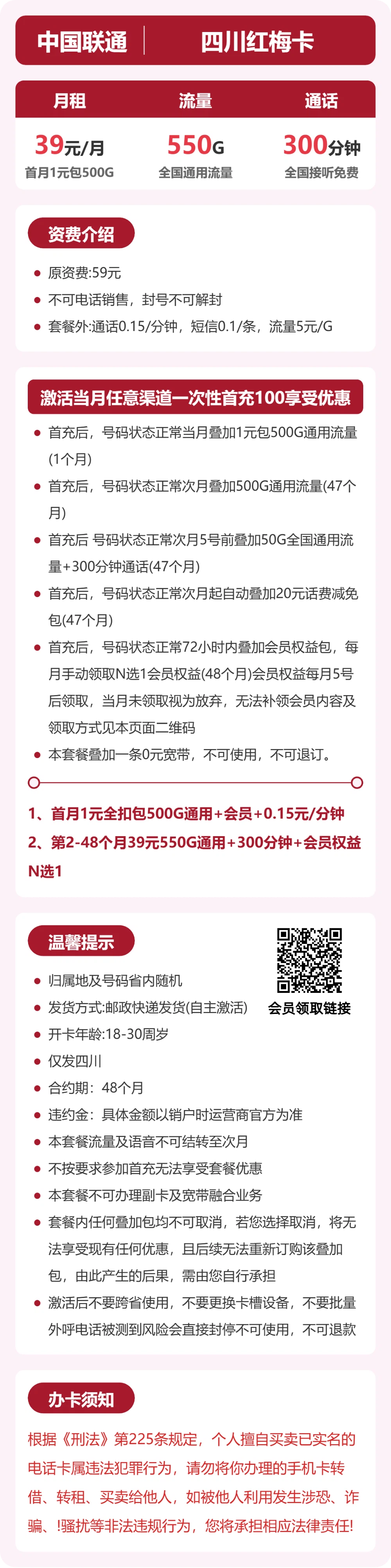四川联通红梅卡详情