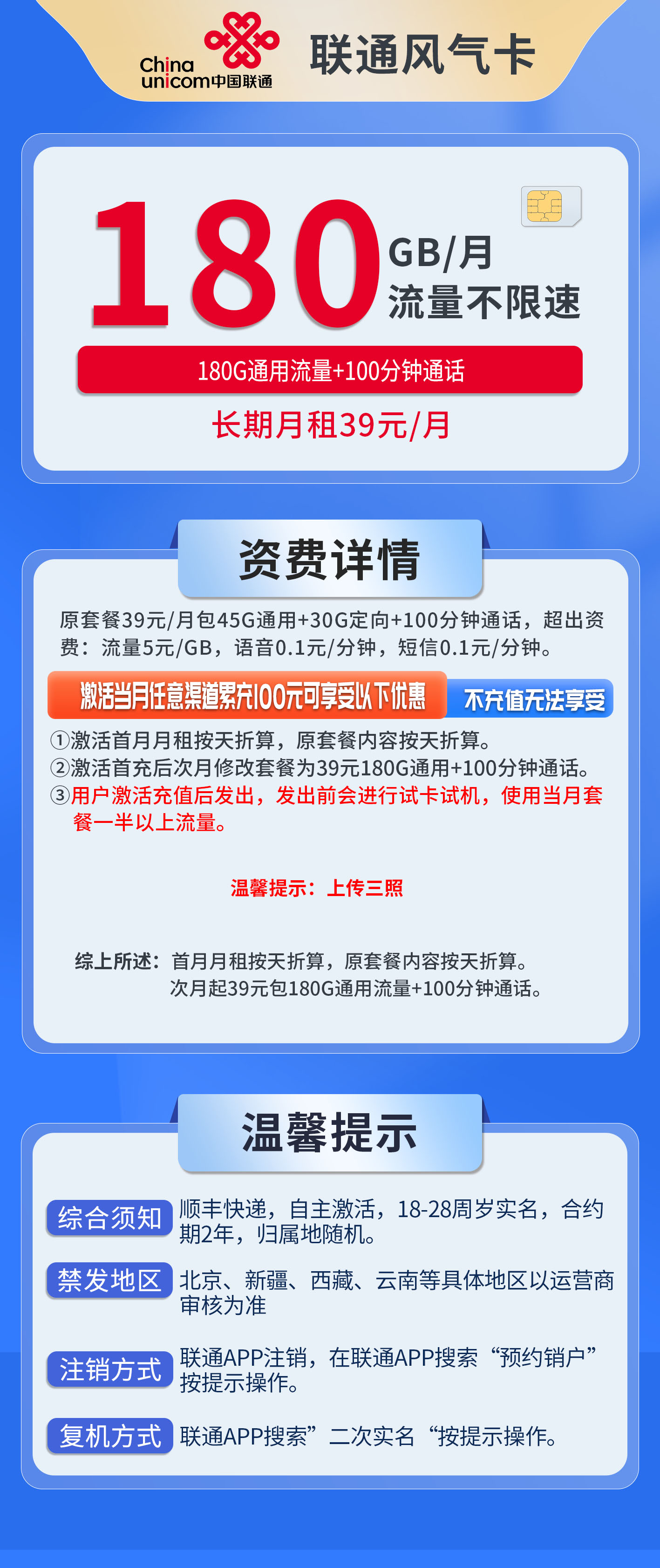 联通风气卡详情