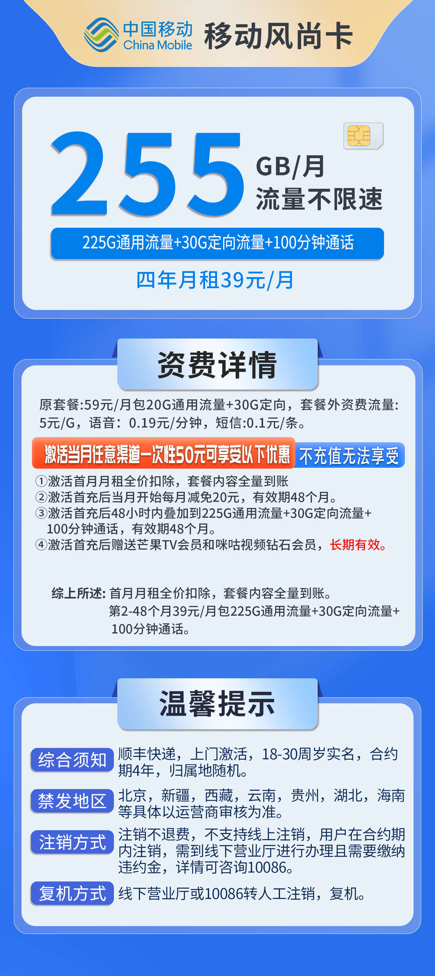 移动风尚卡详情