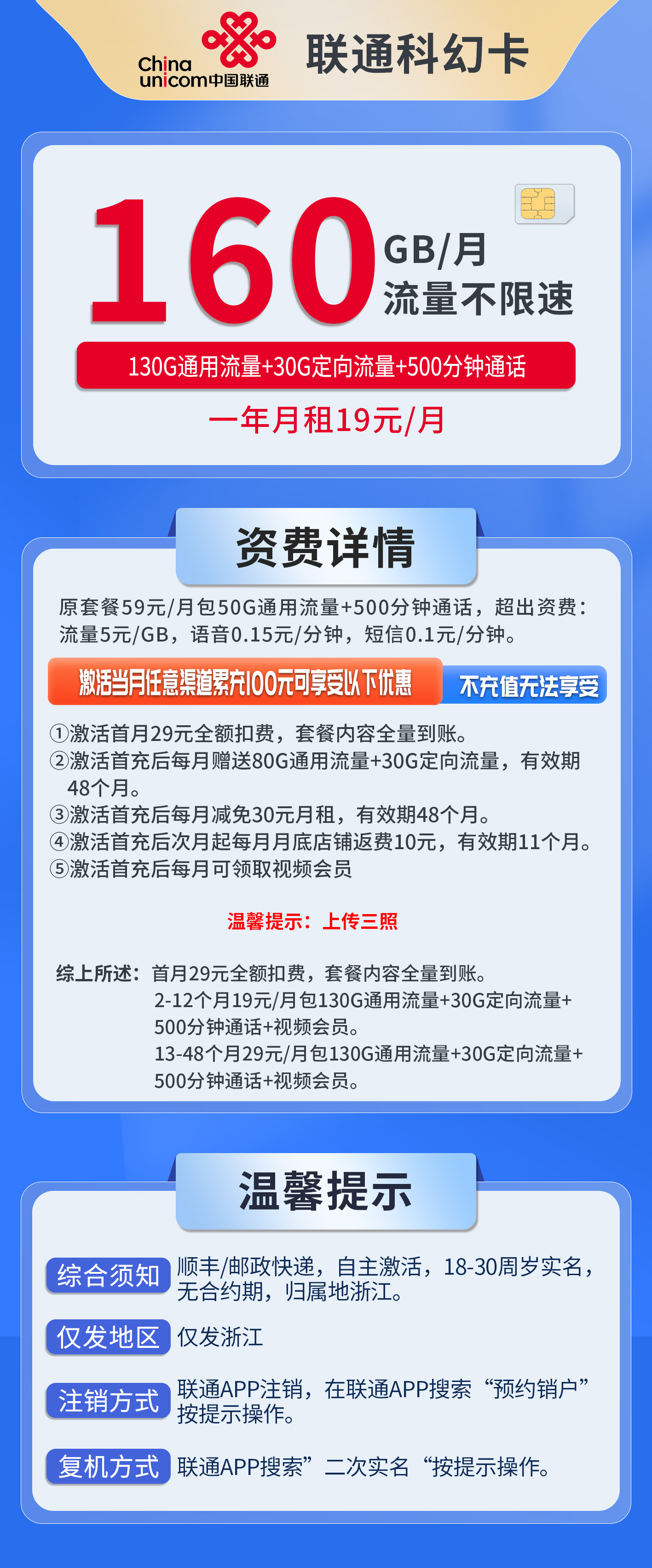 浙江联通科幻卡详情