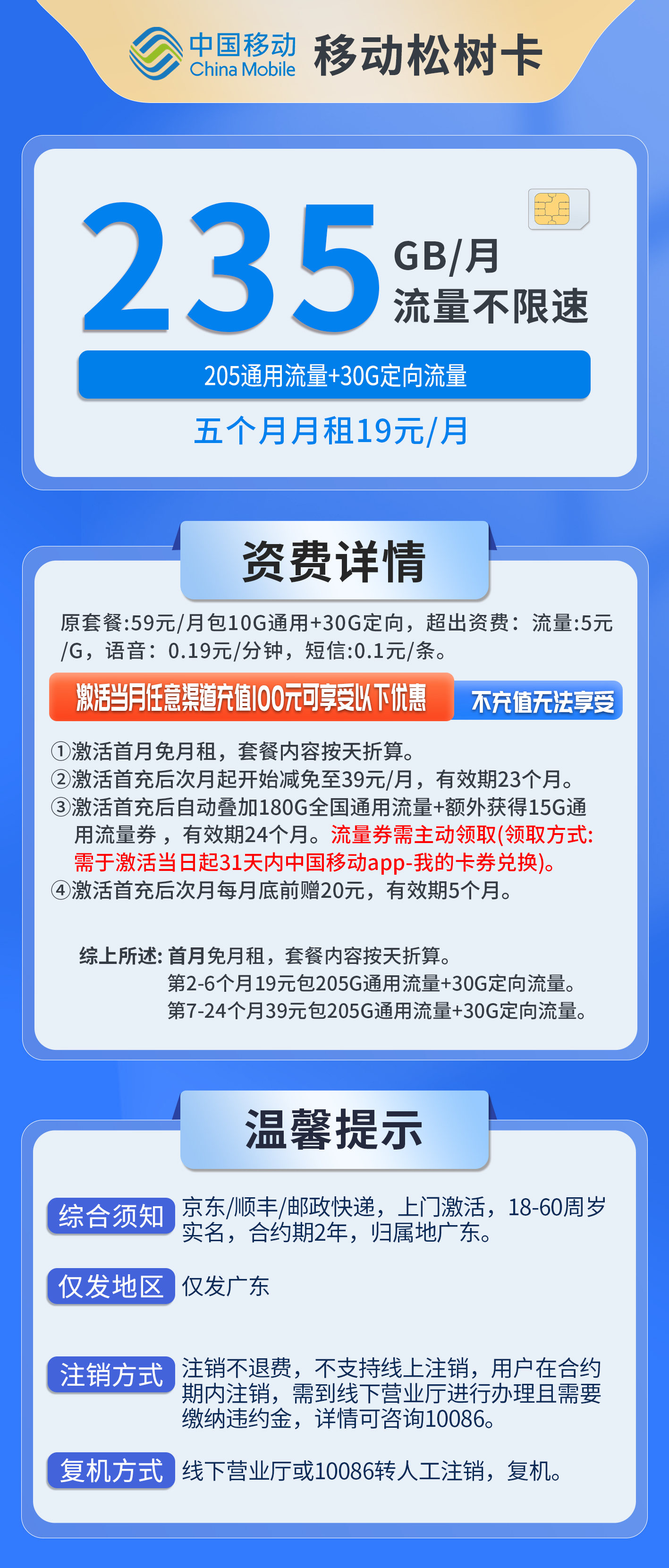 广东移动松树卡详情