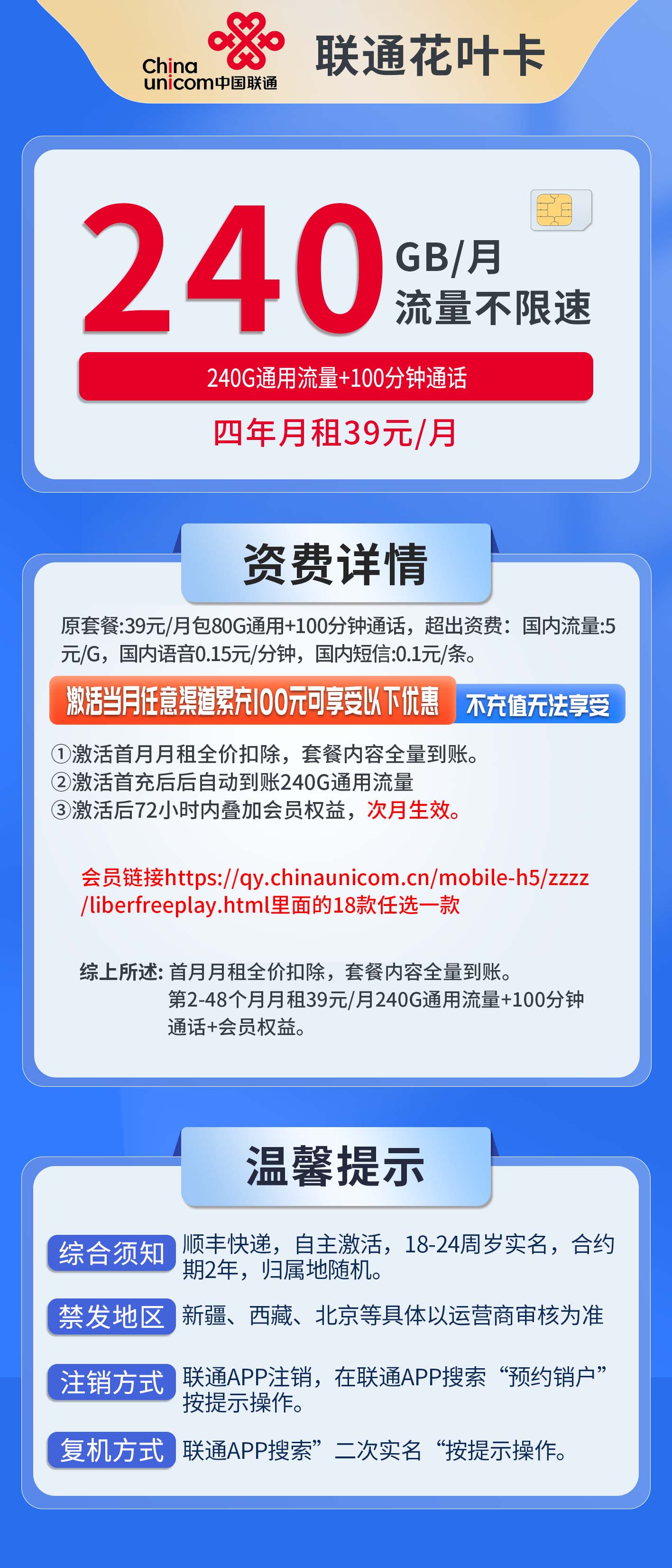 联通花叶卡详情
