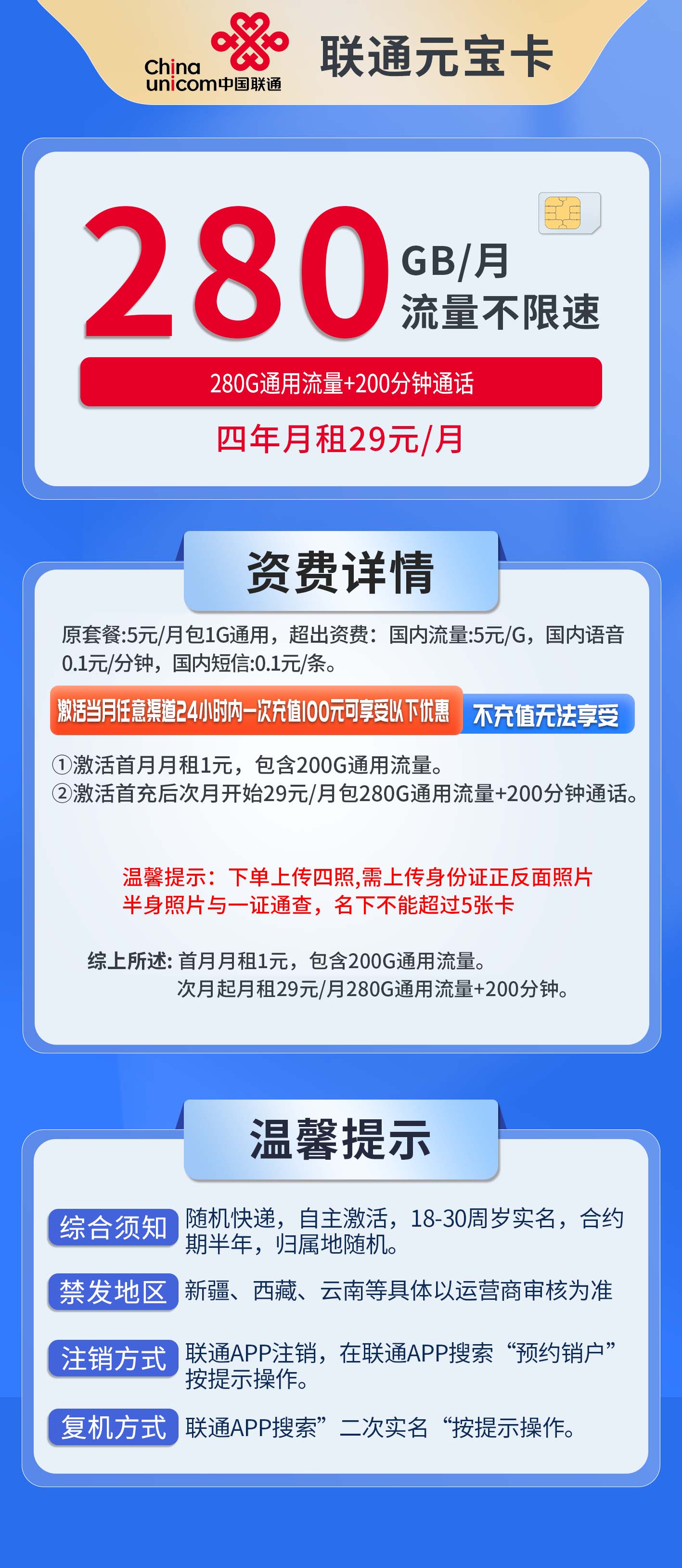 联通元宝卡详情