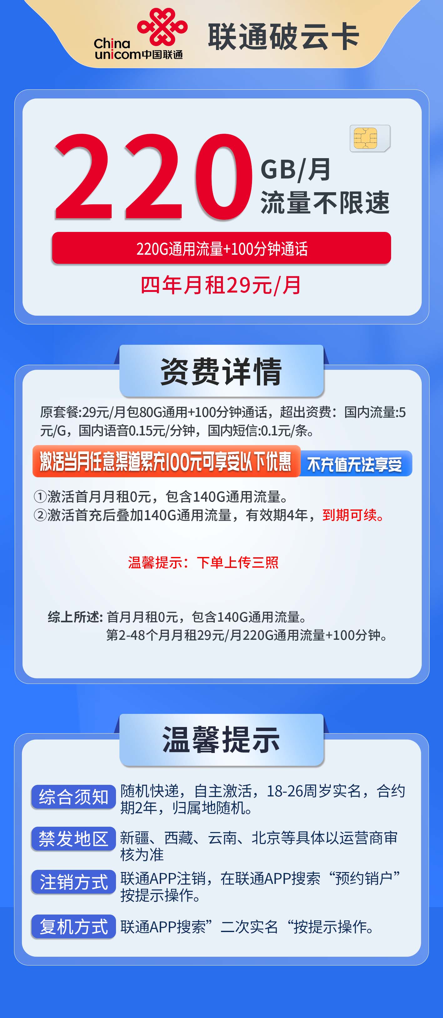 联通破云卡详情