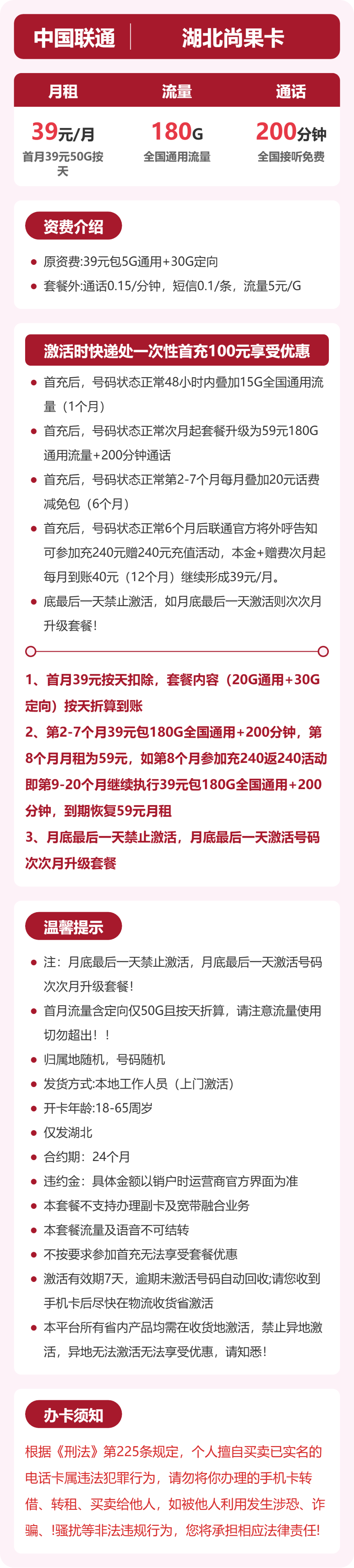 湖北联通尚果卡详情