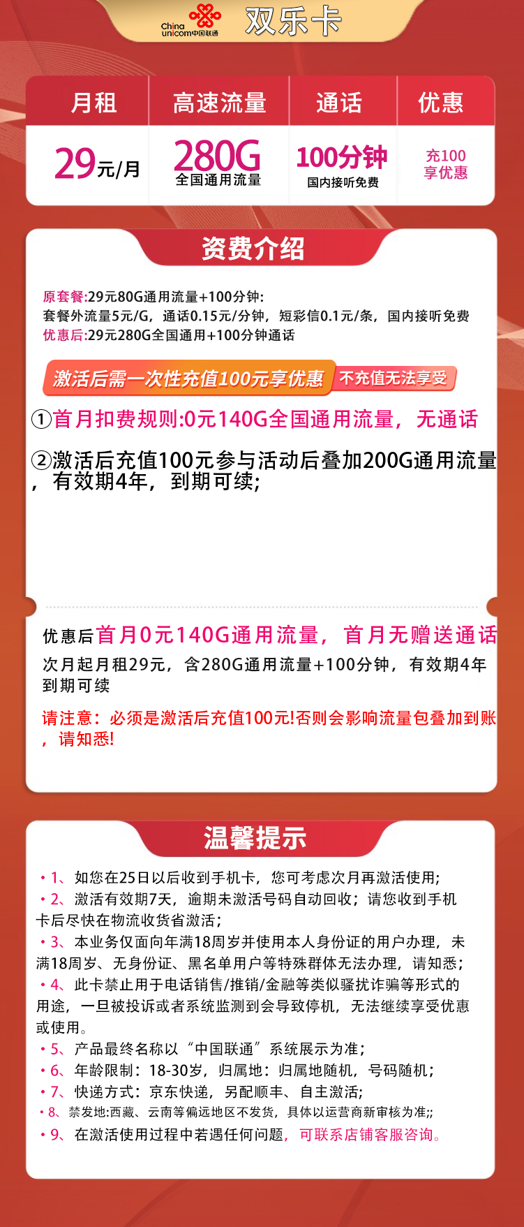 联通双乐卡详情