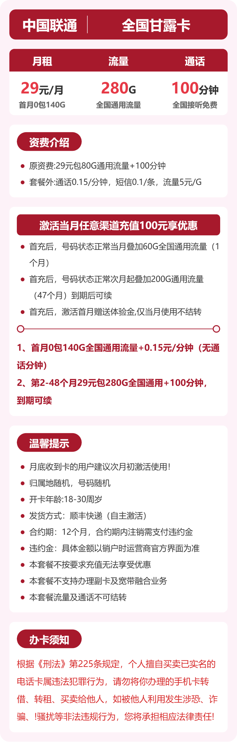 联通甘露卡详情