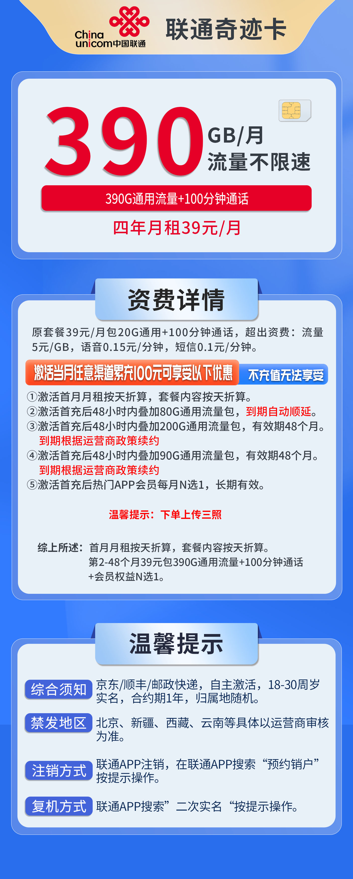 联通奇迹卡详情