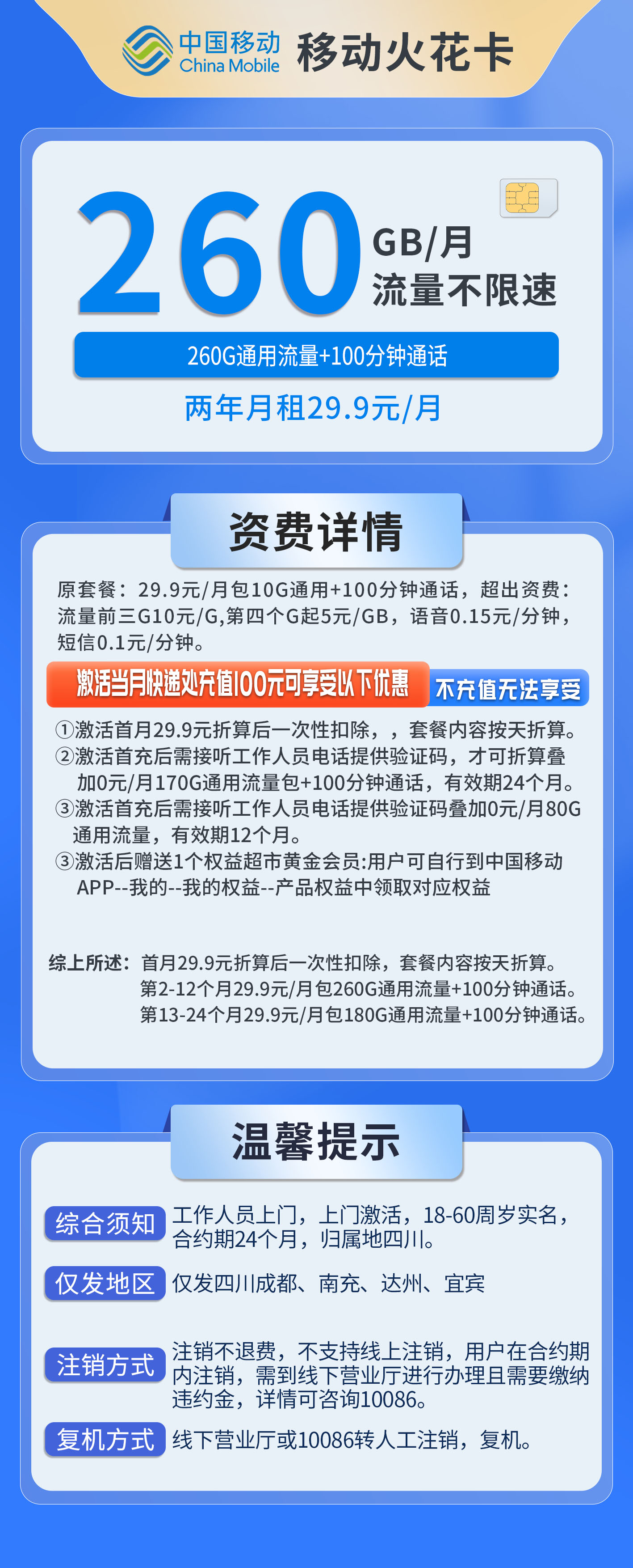 四川移动火花卡详情