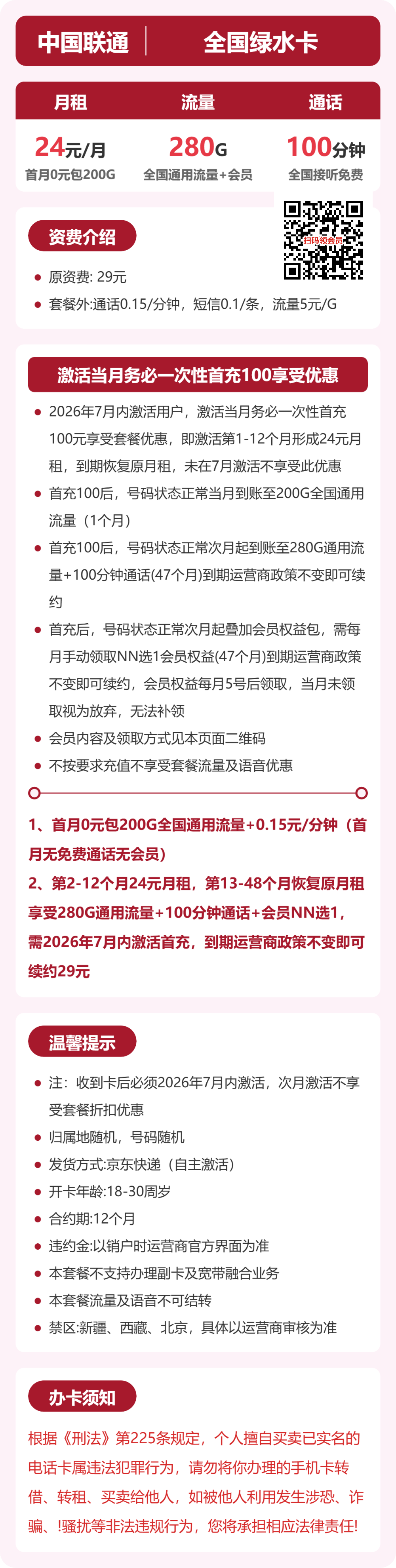 联通绿水卡详情