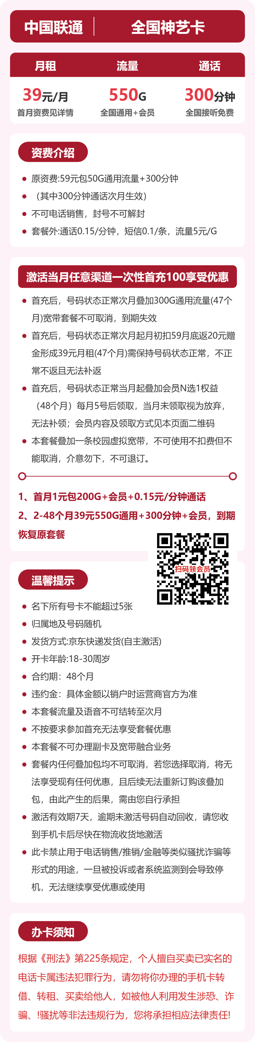 联通神艺卡详情