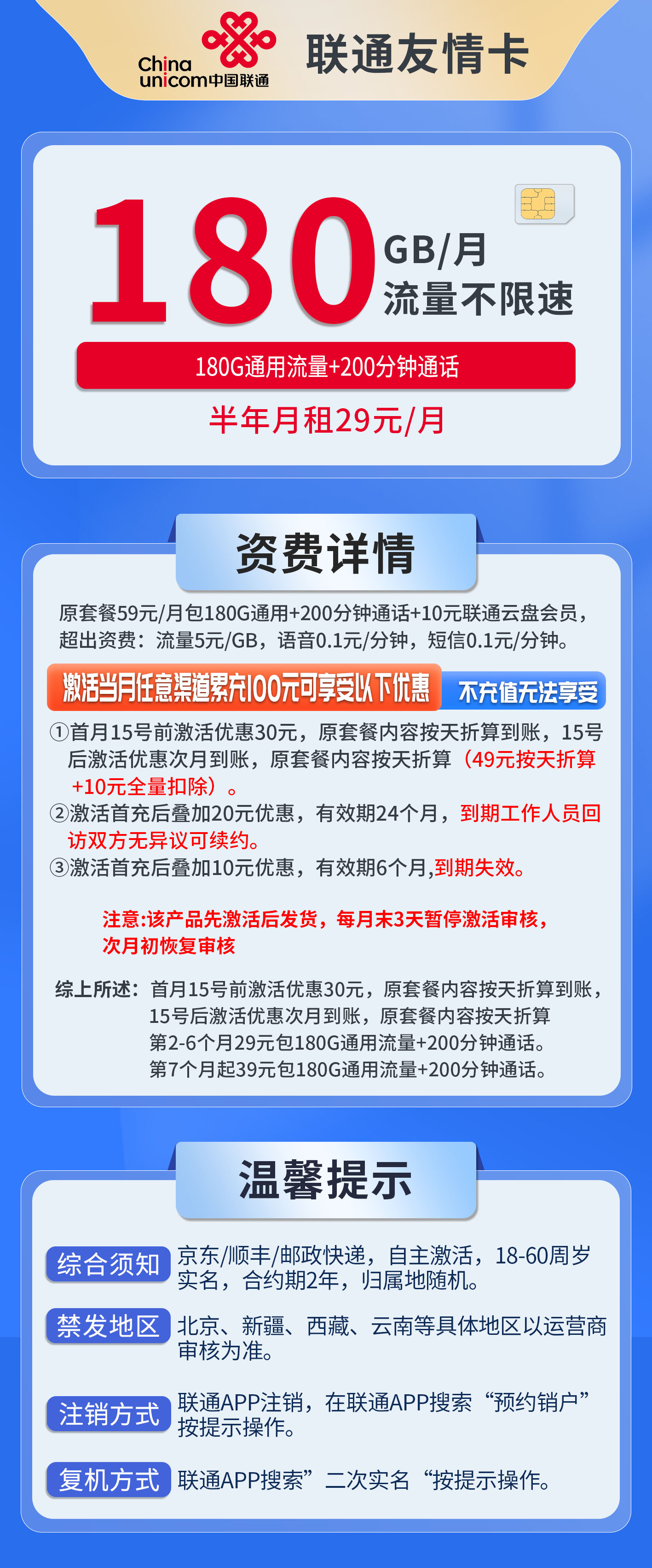 联通友情卡详情