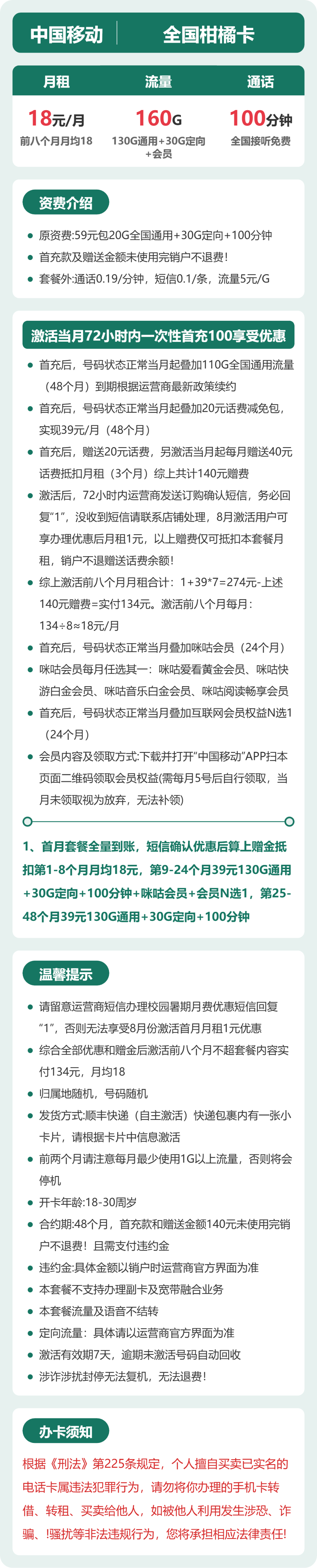 移动柑橘卡详情