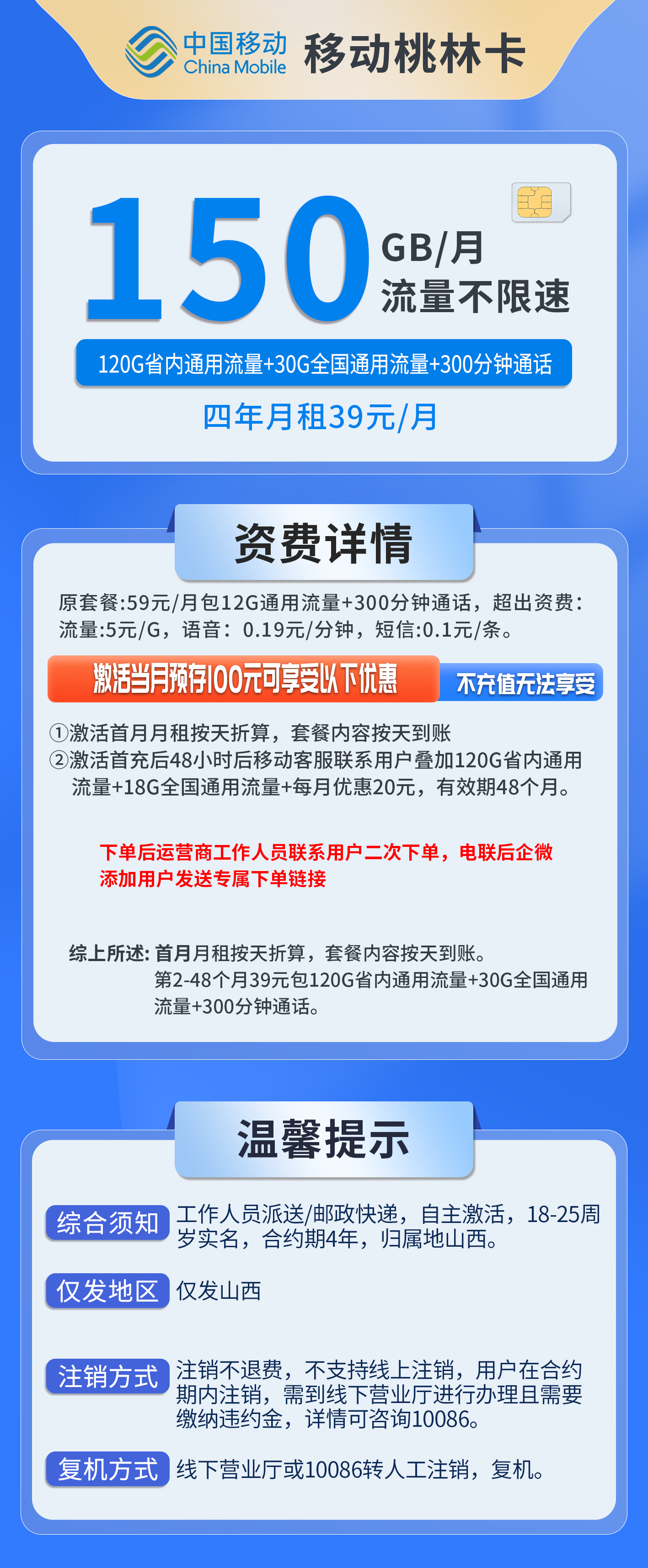 山西移动桃林卡详情