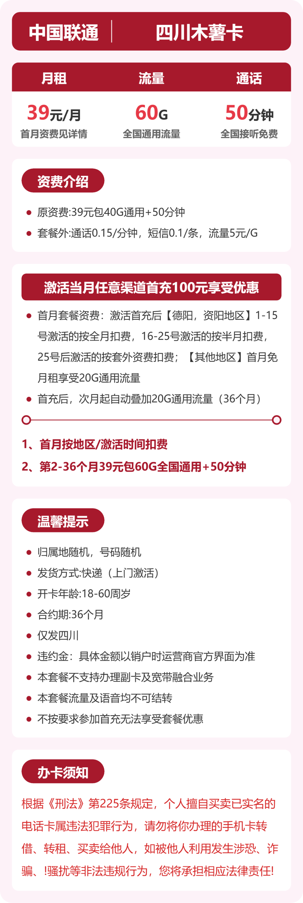四川联通木薯卡详情