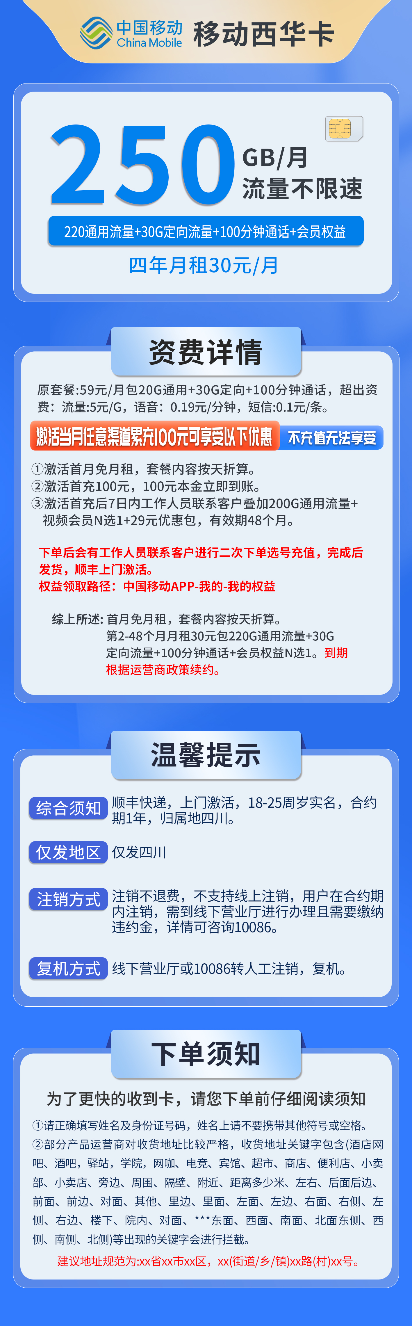 四川移动西华卡详情