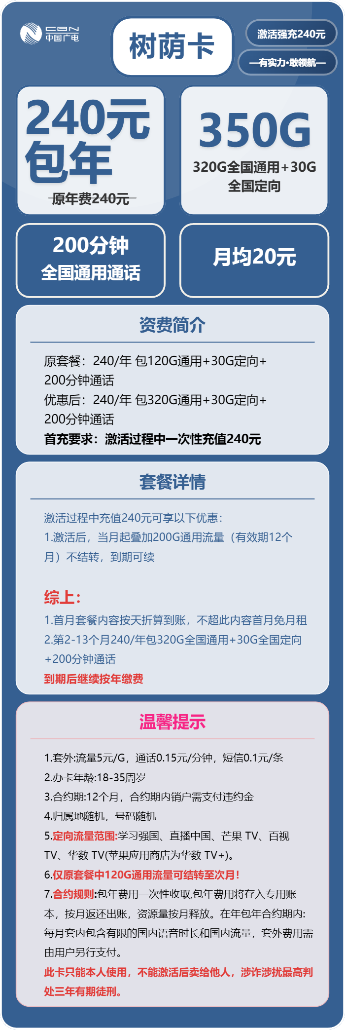 广电树荫卡详情