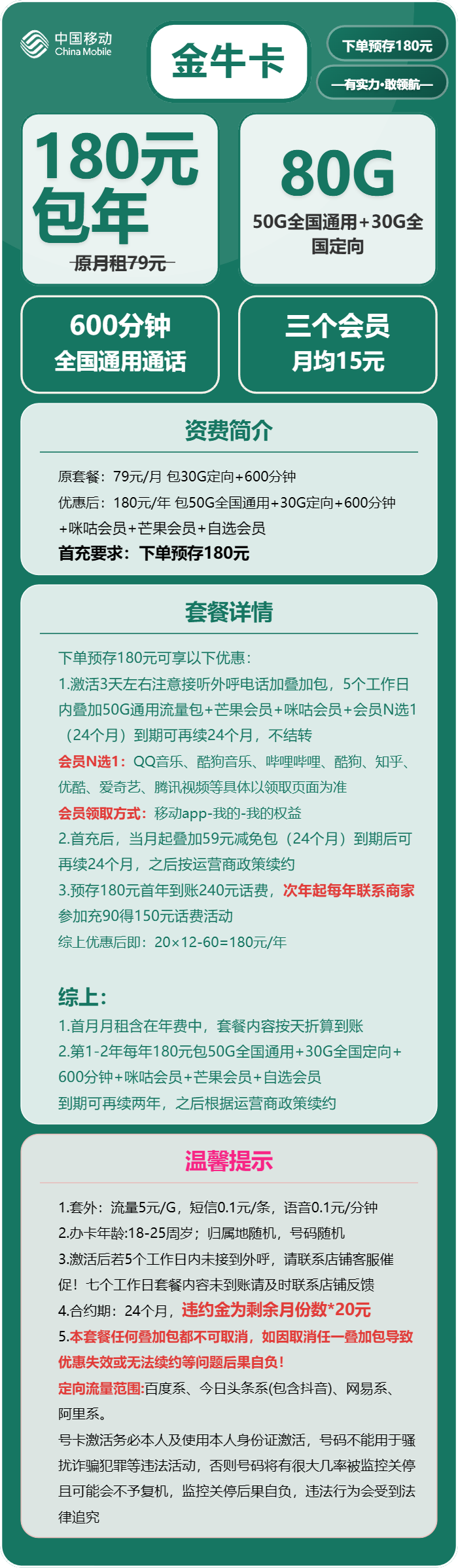移动金牛卡详情