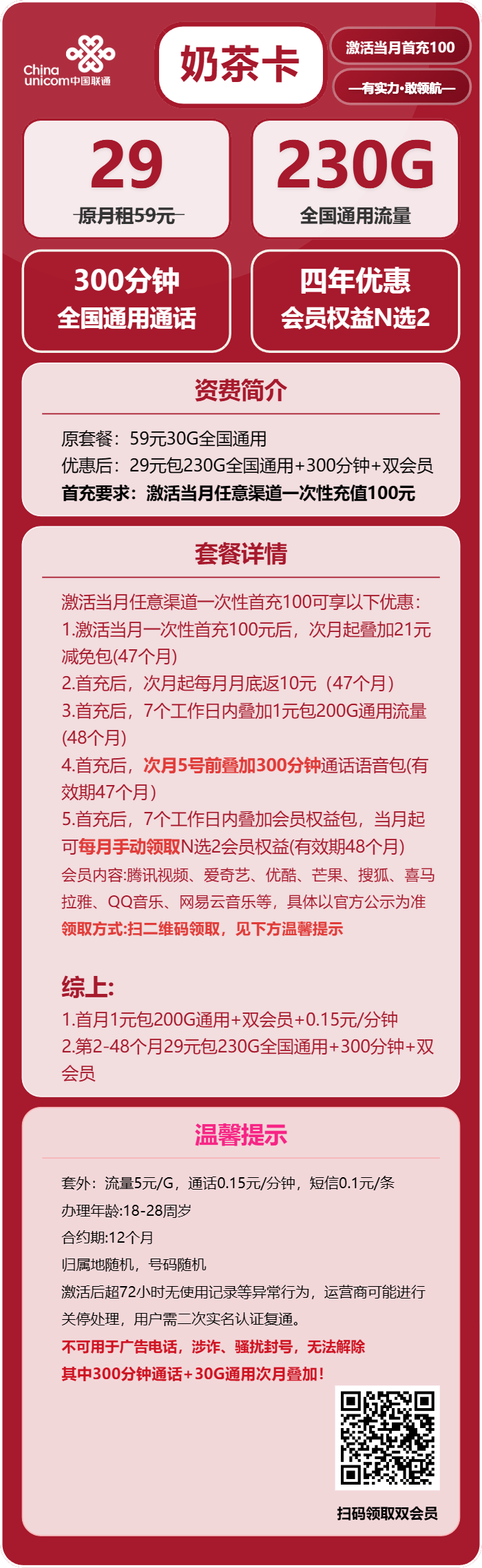 联通奶茶卡详情