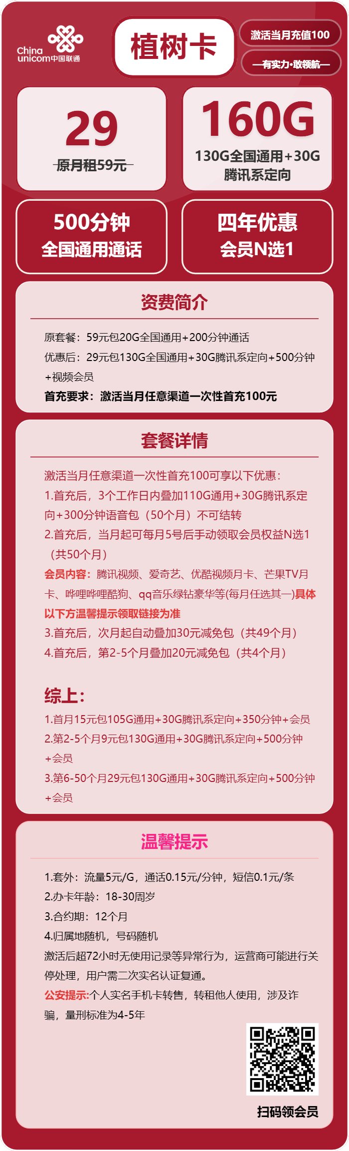 浙江联通植树卡详情