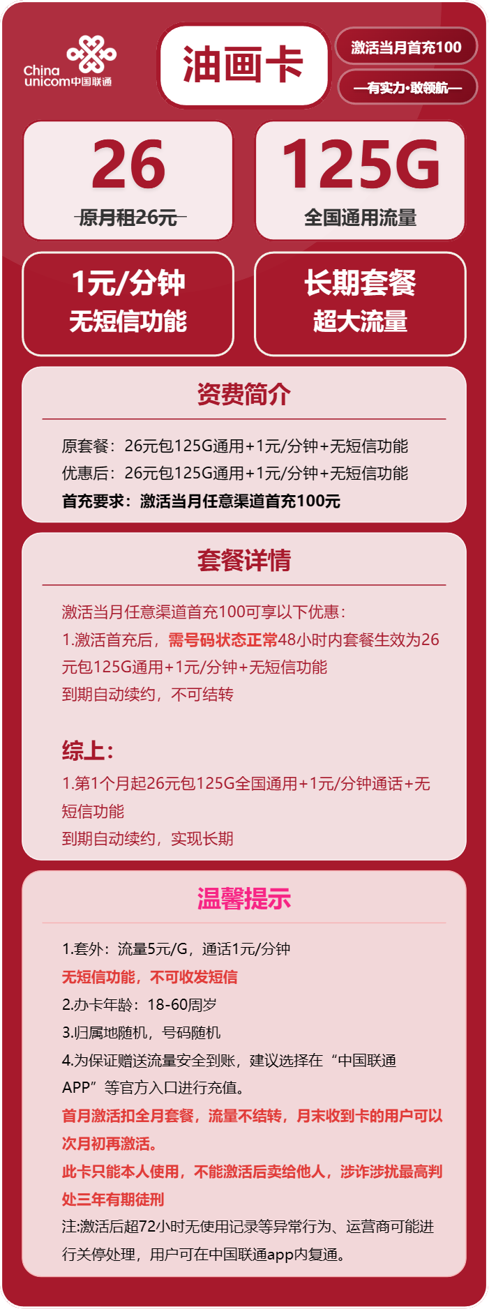 联通油画卡详情