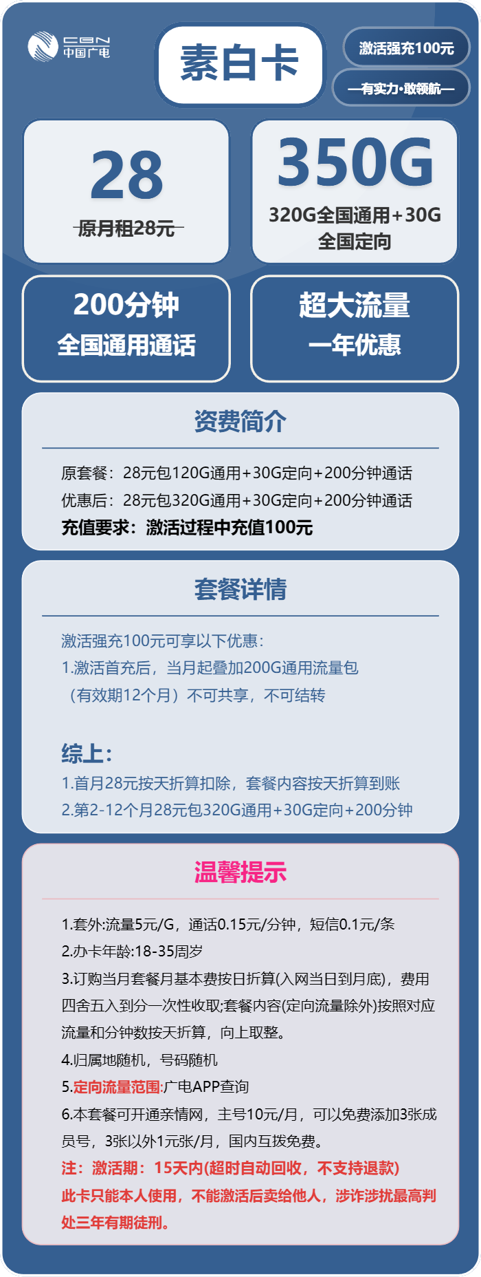 广电素白卡详情