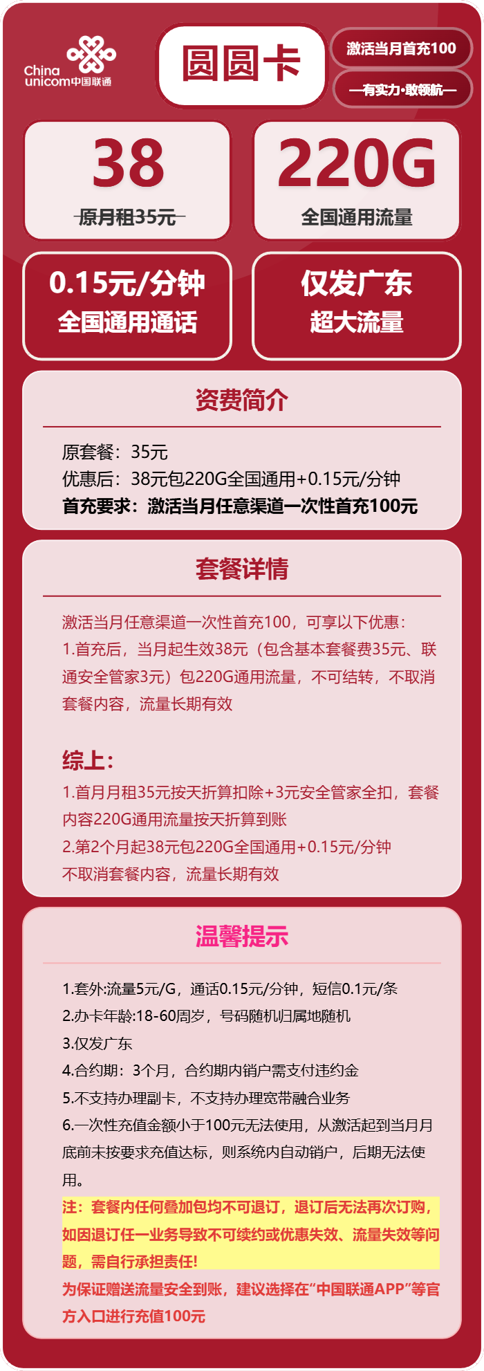 广东联通圆圆卡详情