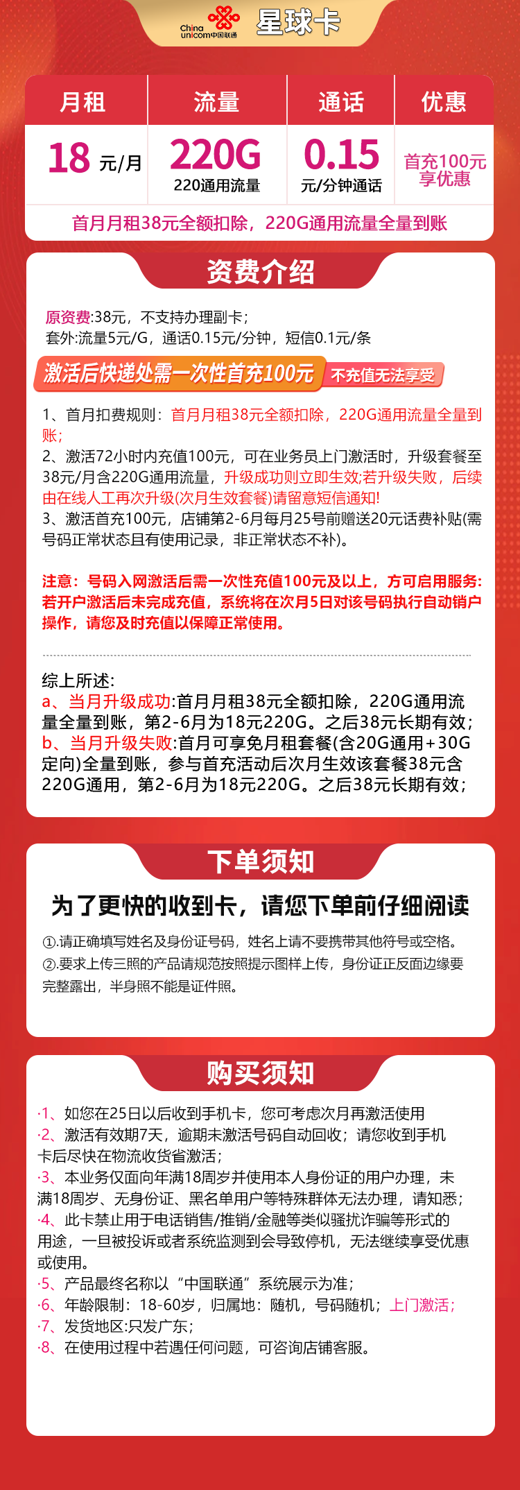 联通星球卡详情