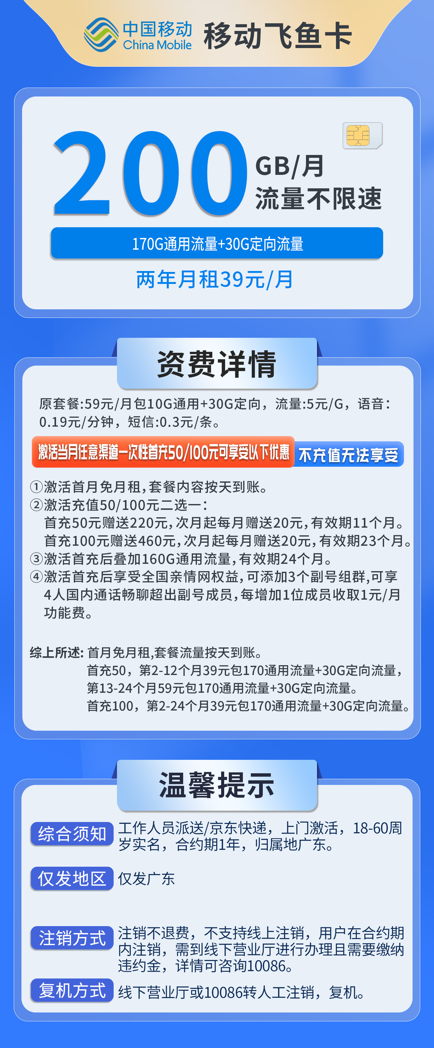 广东移动飞鱼卡详情