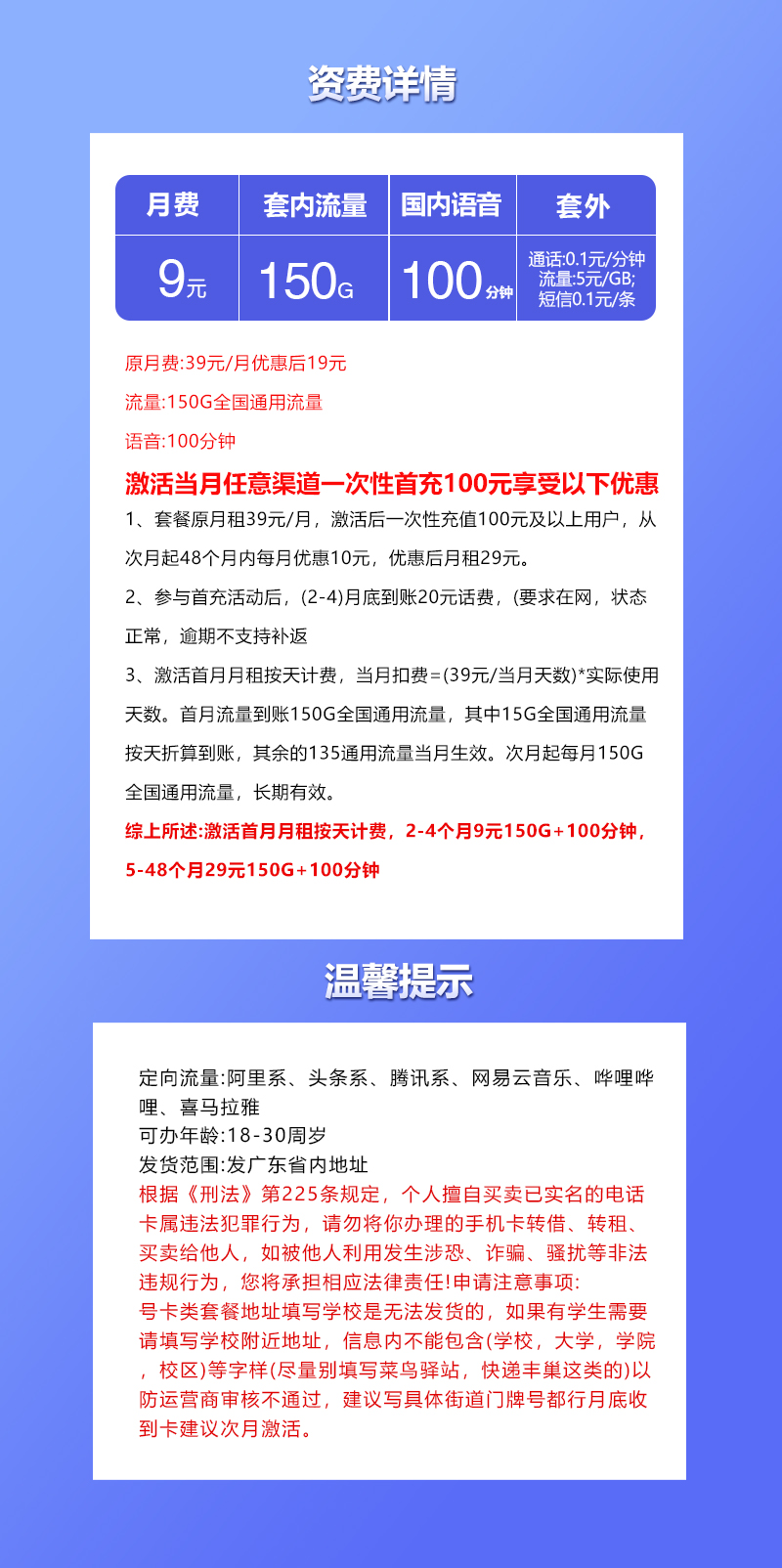 广东联通专属卡详情