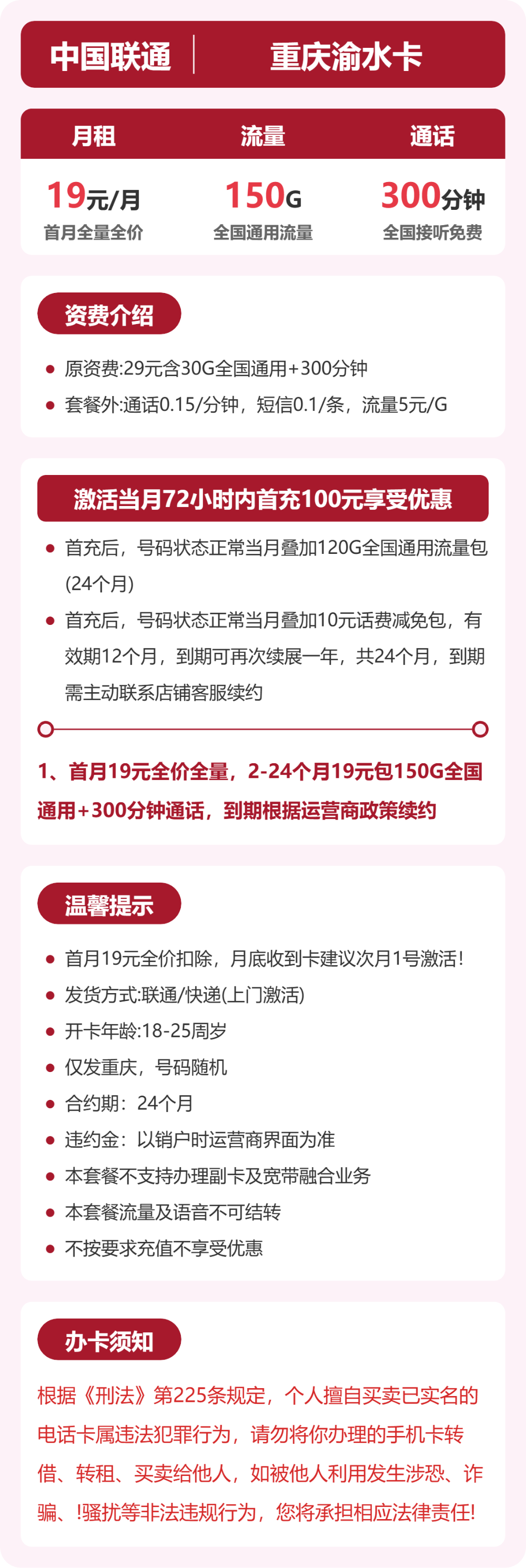 重庆联通渝水卡详情